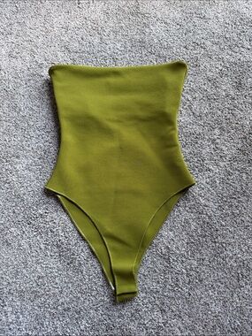 Olive Green Strapless One-Piece Bodysuit